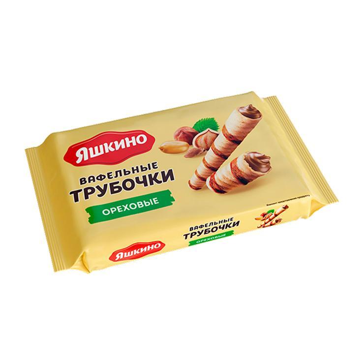 Трубочки Яшкино вафельные ореховые 190 гр., флоу-пак