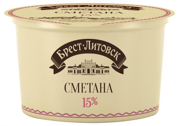 Сметана Брест-Литовск 15% 180 гр., пластик