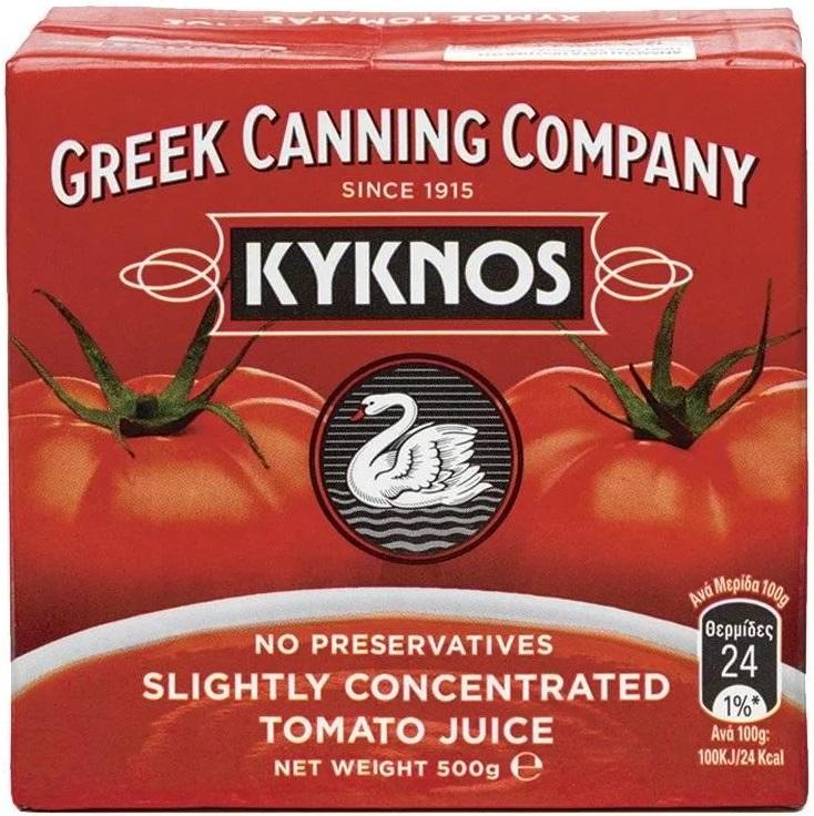 Сок Kyknos томатный слабоконцентрированный 7%, 500 гр., тетра-пак