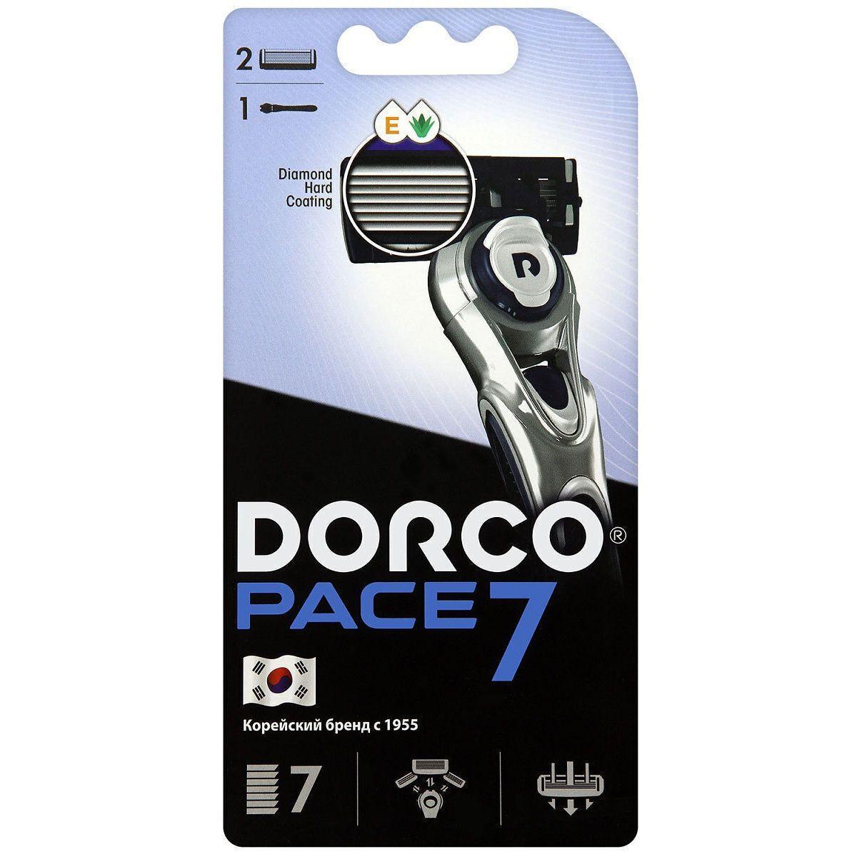 Станок бритвенный Dorco PACE 7 система с 7 лезвиями 2 сменные кассеты, блистер