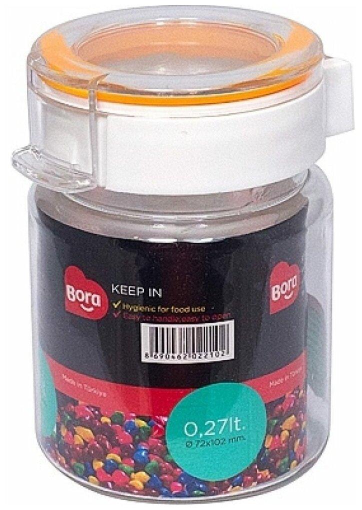 Банки Bora для хранения сыпучих продуктов h102d72 мм 0,27 л 3 штуки в наборе 3 цвета с крышкой прозрачные пластиковые
