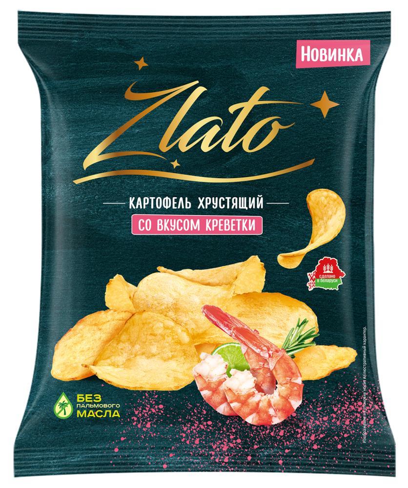 Картофель хрустящий Zlato со вкусом креветок 70 гр., флоу-пак