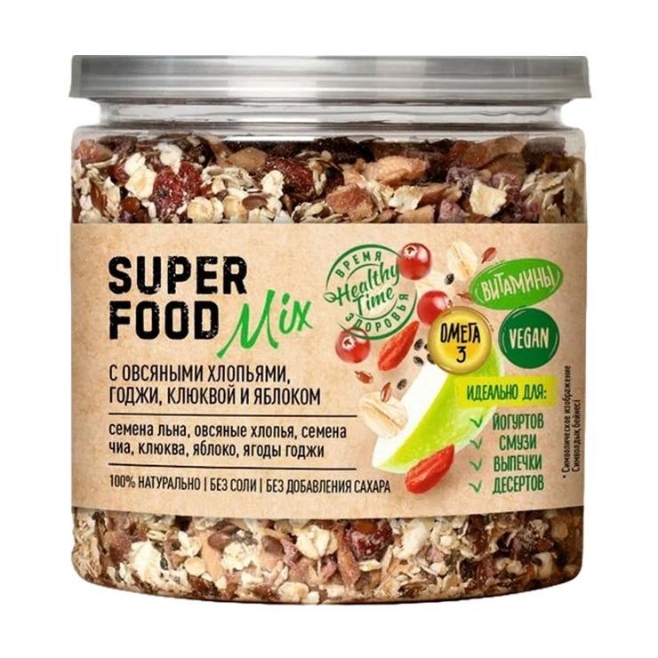 Смесь семян Super Food Mix овсяные хлопья годжи клюква яблоко 250 гр., ПЭТ