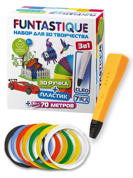 Набор 3D-ручка FUNTASTIQUE CLEO (Оранжевый) PLA-пластик 7 цветов, 670 гр., картон