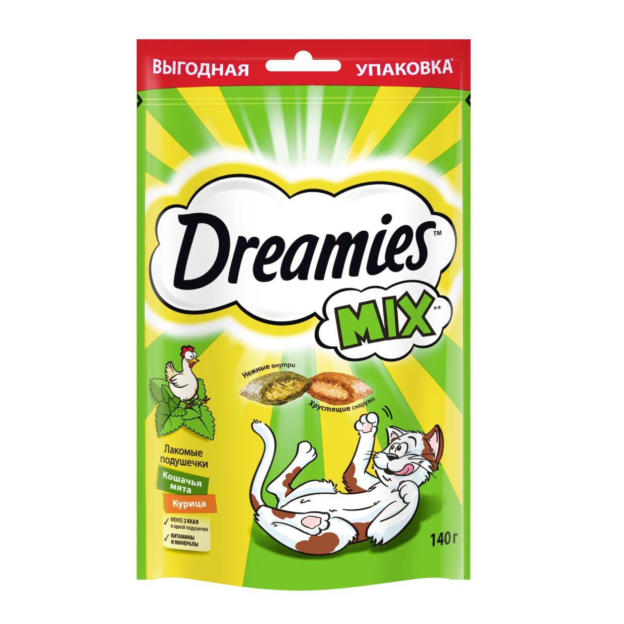 Лакомство для кошек Dreamies c курицей и мятой, 140 гр., флоу-пак