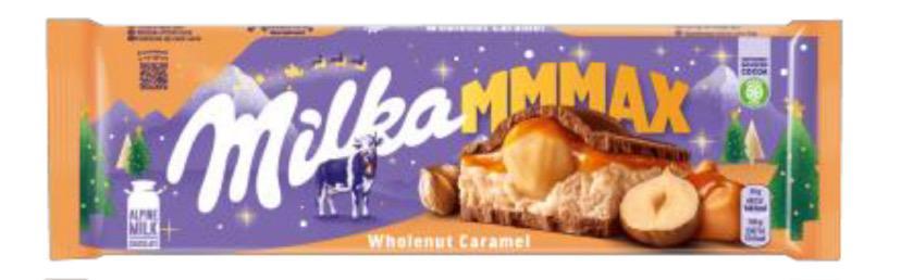 Шоколад Milka молочный с карамельной начинкой и цельным фундуком 270 гр., флоу-пак