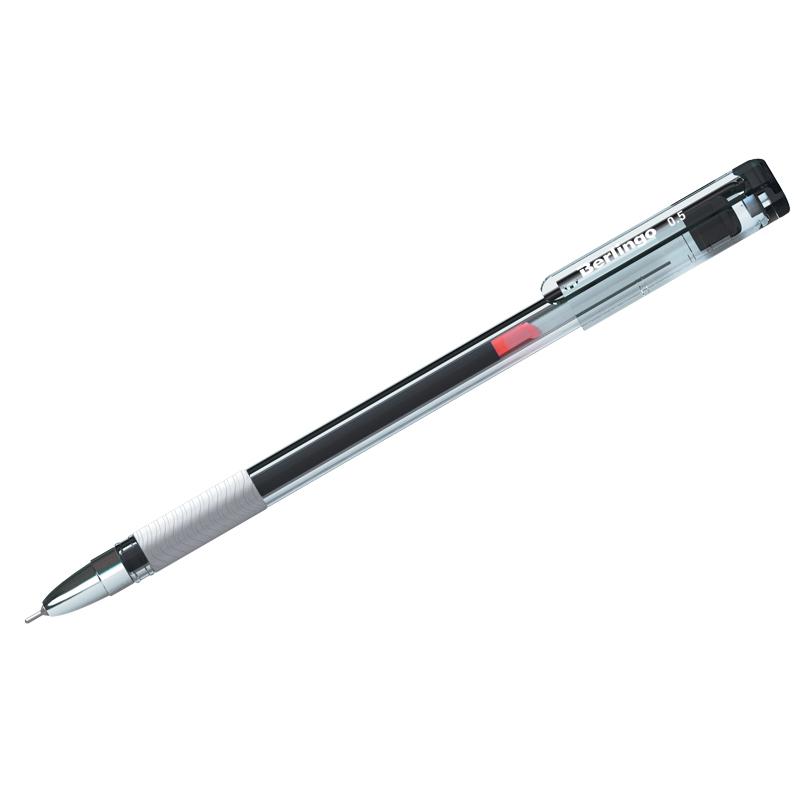 Ручка гелевая Berlingo Standard черная, 0,5мм, грип, игольчатый стержень
