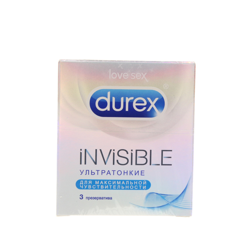 Презервативы ультратонкие 3 шт., Durex Invisible, Картонная коробка