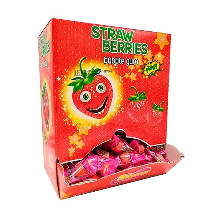 Жевательная резинка Ilham Sweets Strawberries клубничка с кислой шипучкой 3,5 гр., флоу-пак