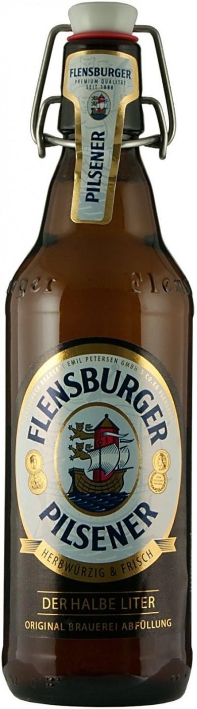 Пиво Flensburger Pilsener светлое фильтрованное 4,8%, 500 мл., стекло