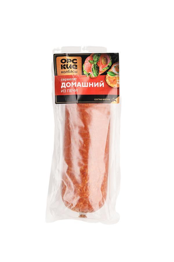Сервелат Орский Мясокомбинат Домашний из печи п/к з/с 1 кг., оболочка