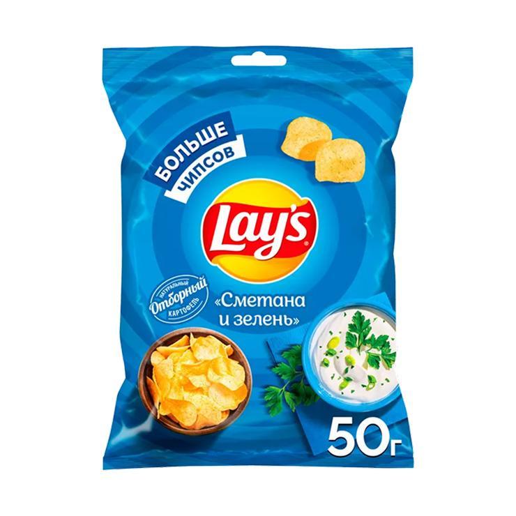 Чипсы Lay's сметана зелень 50 гр., флоу-пак