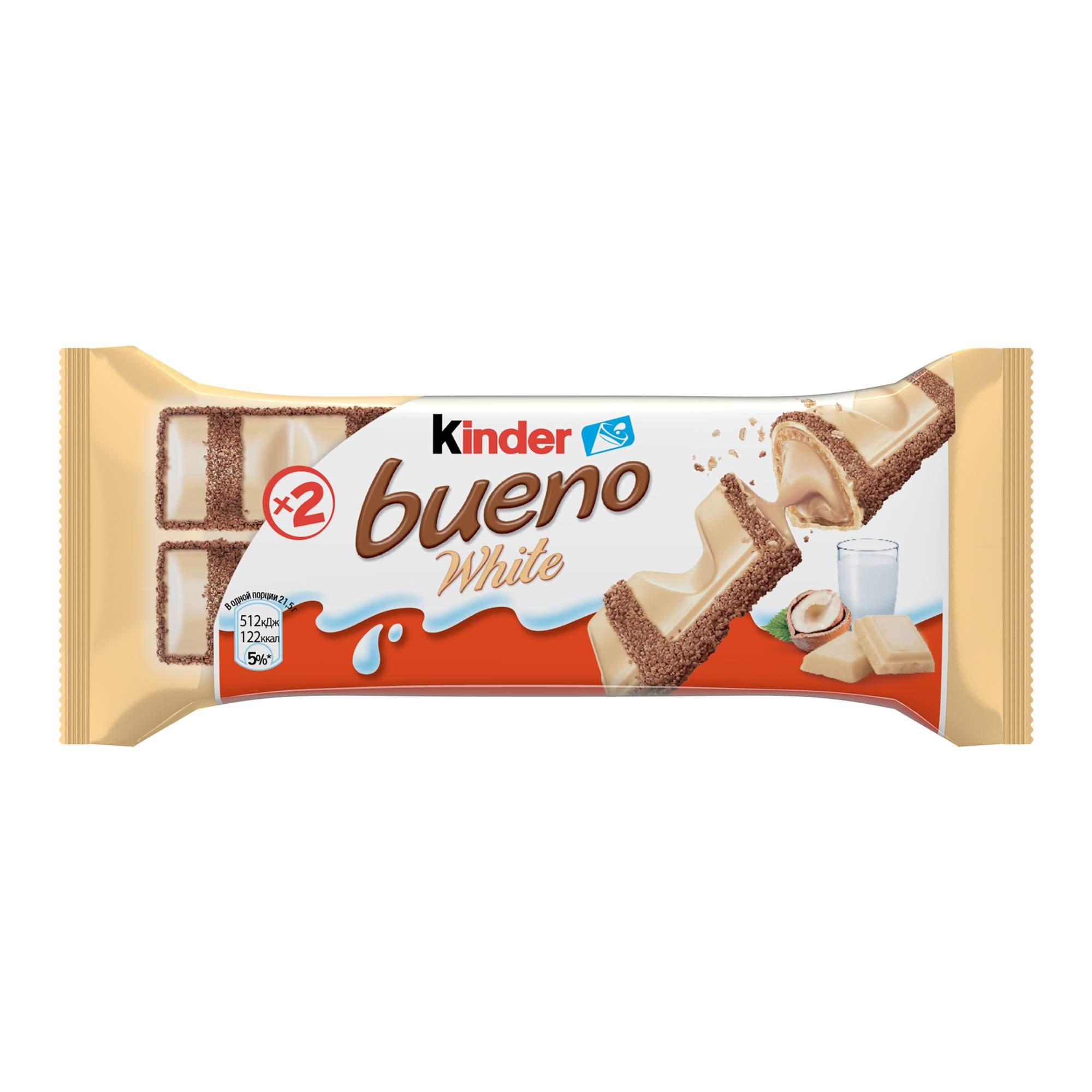 Вафли Kinder Bueno White в белом шоколаде 39 гр., флоу-пак