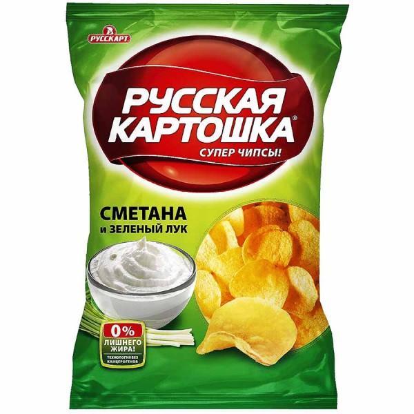 Чипсы картофельные Русская Картошка Сметана Лук, 140 гр., флоу-пак