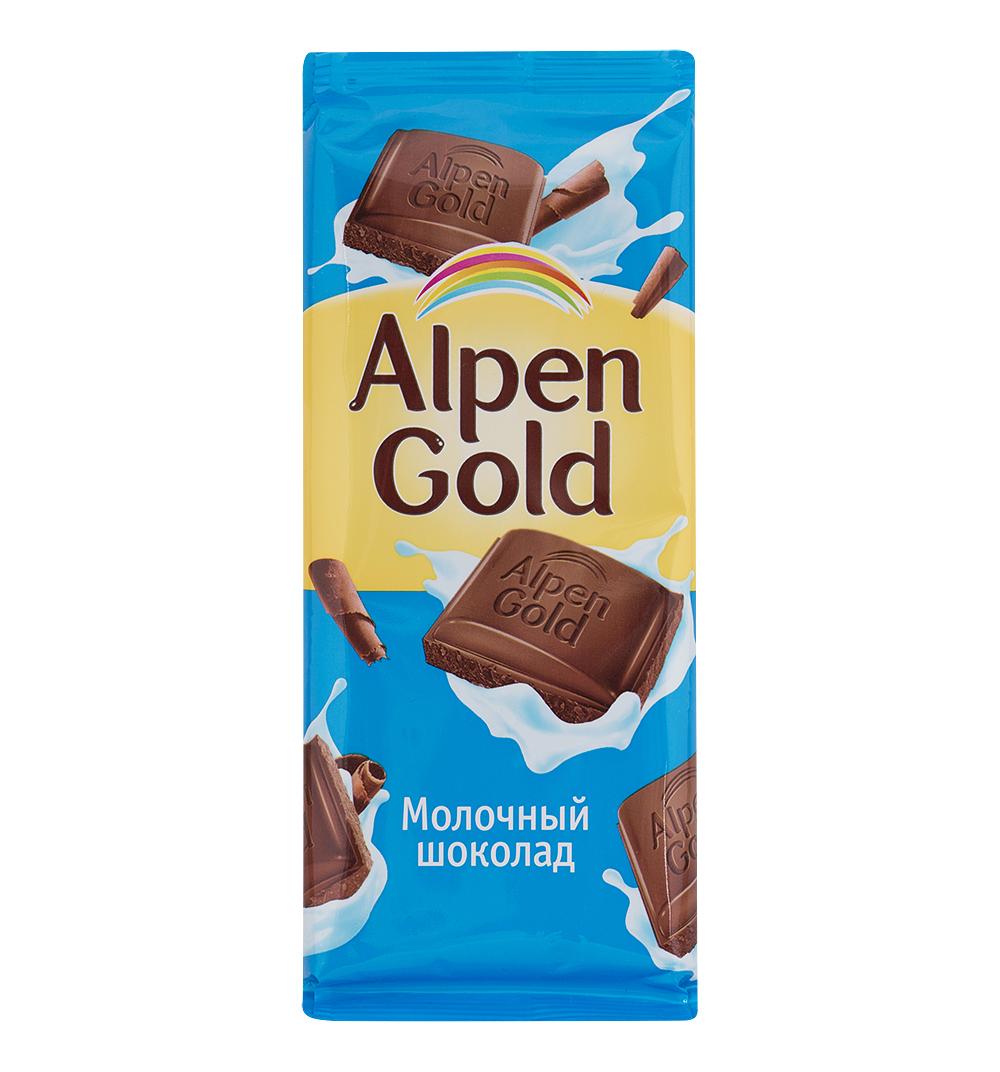 Шоколадка на белом фоне альпен гольд