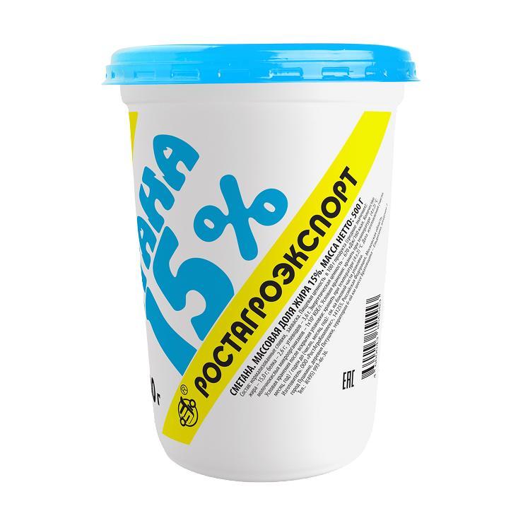 Сметана Ростагроэкспорт 15% 500 гр., стакан
