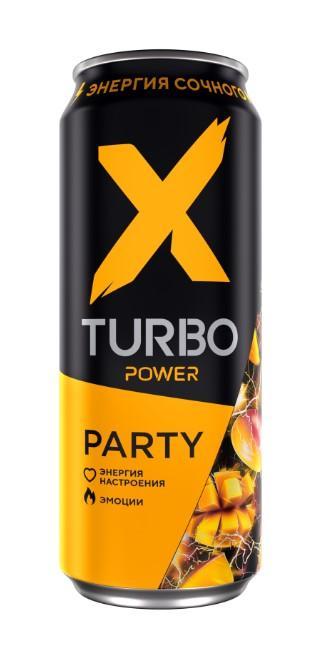 Напиток энергетический X-TURBO Party энергия сочного манго 450 мл., ж/б
