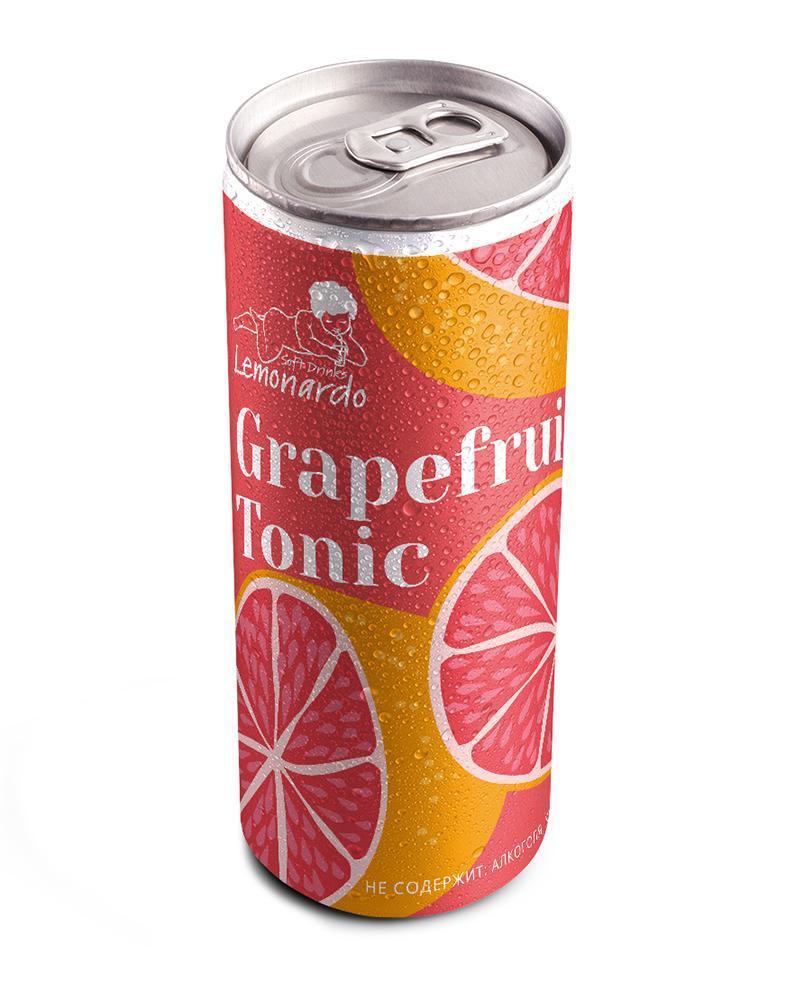 Напиток газированный Lemonardo Grapefruit Tonic грейпфрут без сахара 330 мл., ж/б
