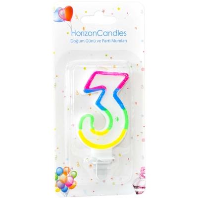 Свеча для торта цифра 3 разноцветная HorizonCandle