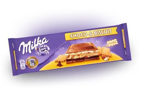 Шоколад Milka Choco & Biscuit с печеньем 300 гр., флоу-пак