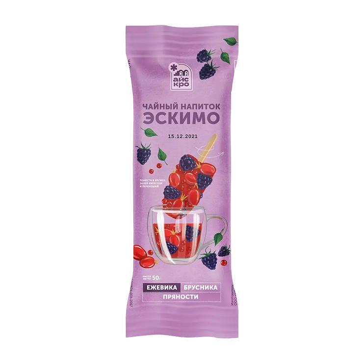 Напиток растворимый Айскро чайный эскимо с брусникой ежевикой и пряностями замороженный 50 гр., флоу-пак
