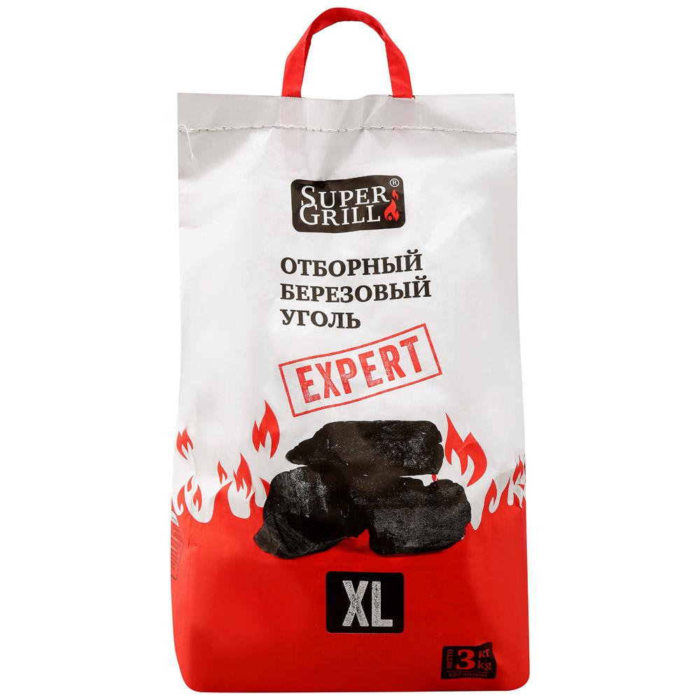 Уголь SuperGrill XL березовый отборный 3 кг., мешок