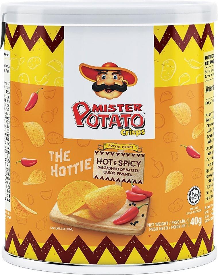 Чипсы картофельные Mister Potato Hot and Spicy 40 гр., туба