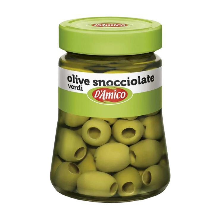 Оливки D'Amico зеленые без косточки 290 гр., стекло