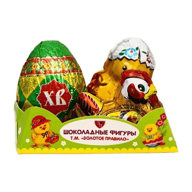 Шоколад фигурный Золотое правило Курица с цыпленком и яйцо 85 гр., картон