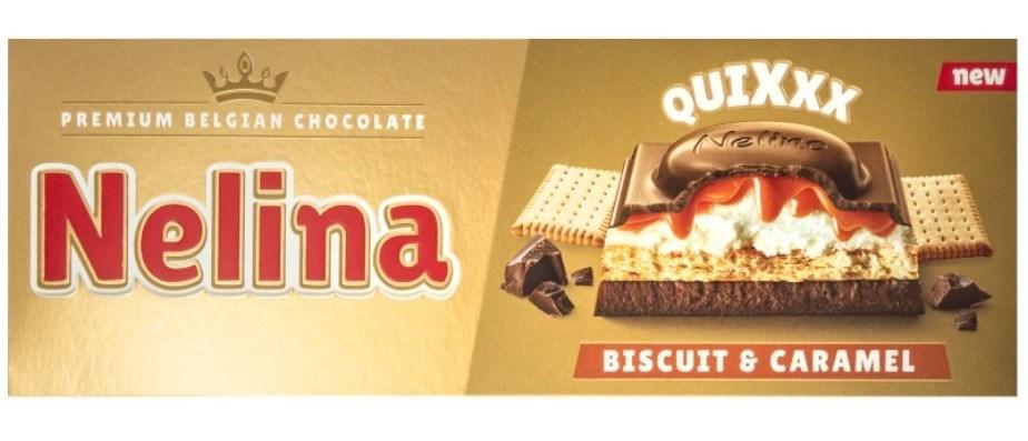 Шоколад Nelly nelina quixxx молочный с молочной начинкой, печеньем и карамелью 270 гр., картон