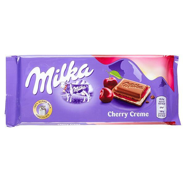 Шоколад Milka Cherry Creme вишневый крем 100 гр., флоу-пак