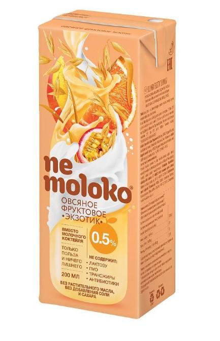 Напиток Овсяный Фруктовый Экзотик обог.вит.и минер.вещ-ми NeMoloko, 200 мл., тетра-пак