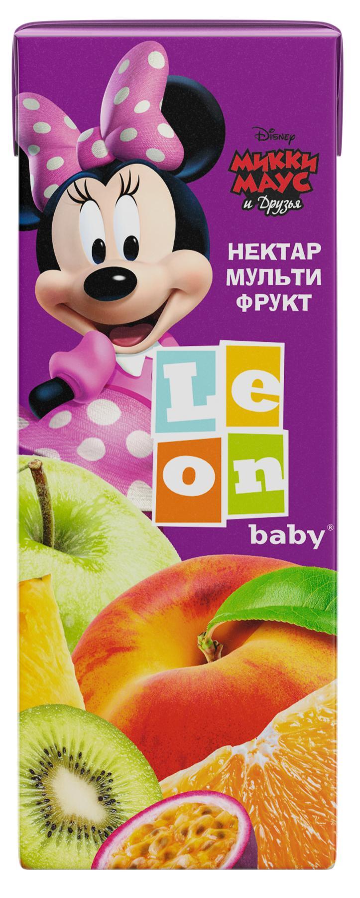 Нектар Leon baby Микки мультифруктовый с 8 мес. 200 мл., тетра-пак