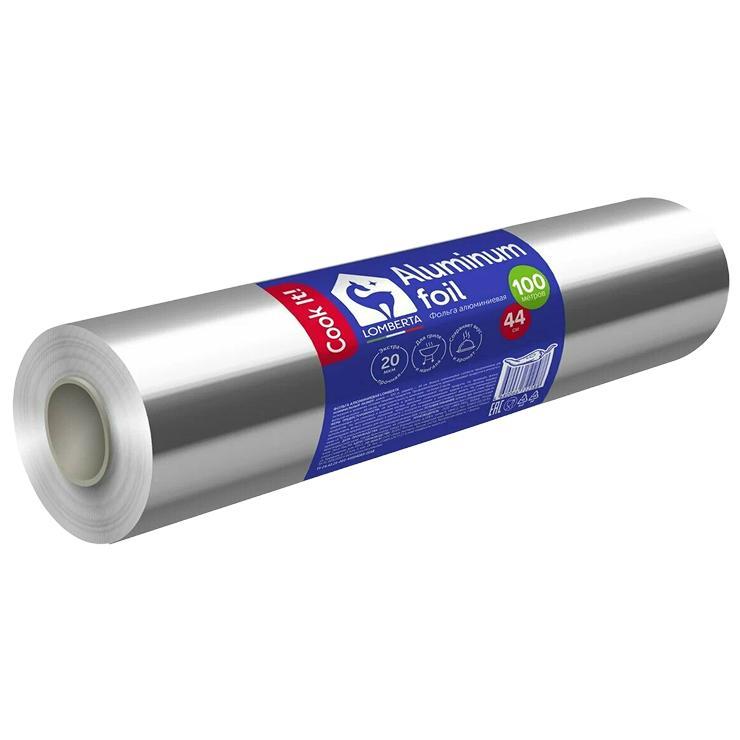 Фольга алюминиевая бытовая Lomberta 10 м х 44 см х 11 мкм., пакет