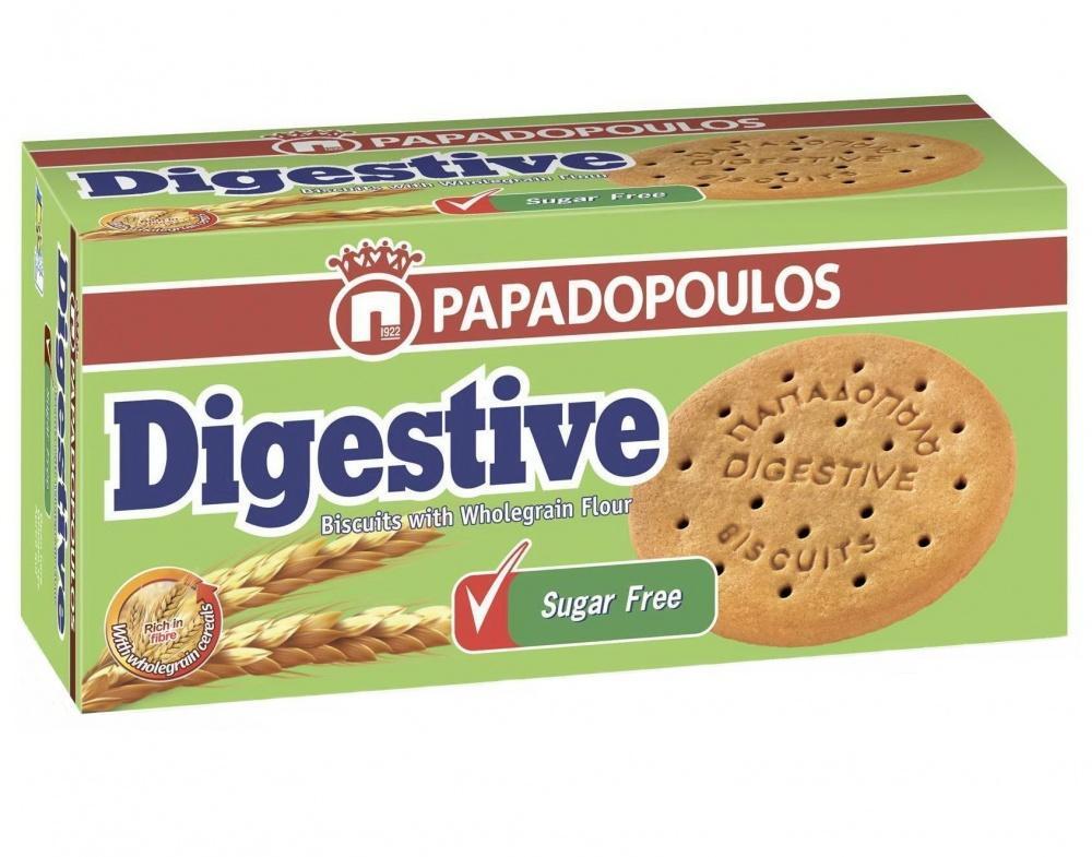 Печенье Papadopoulos Digestive c цельнозерновой мукой без сахара 250 гр., картон