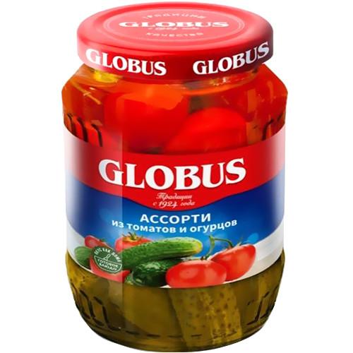 Ассорти Globus из томатов и огурцов , 680 гр, стекло