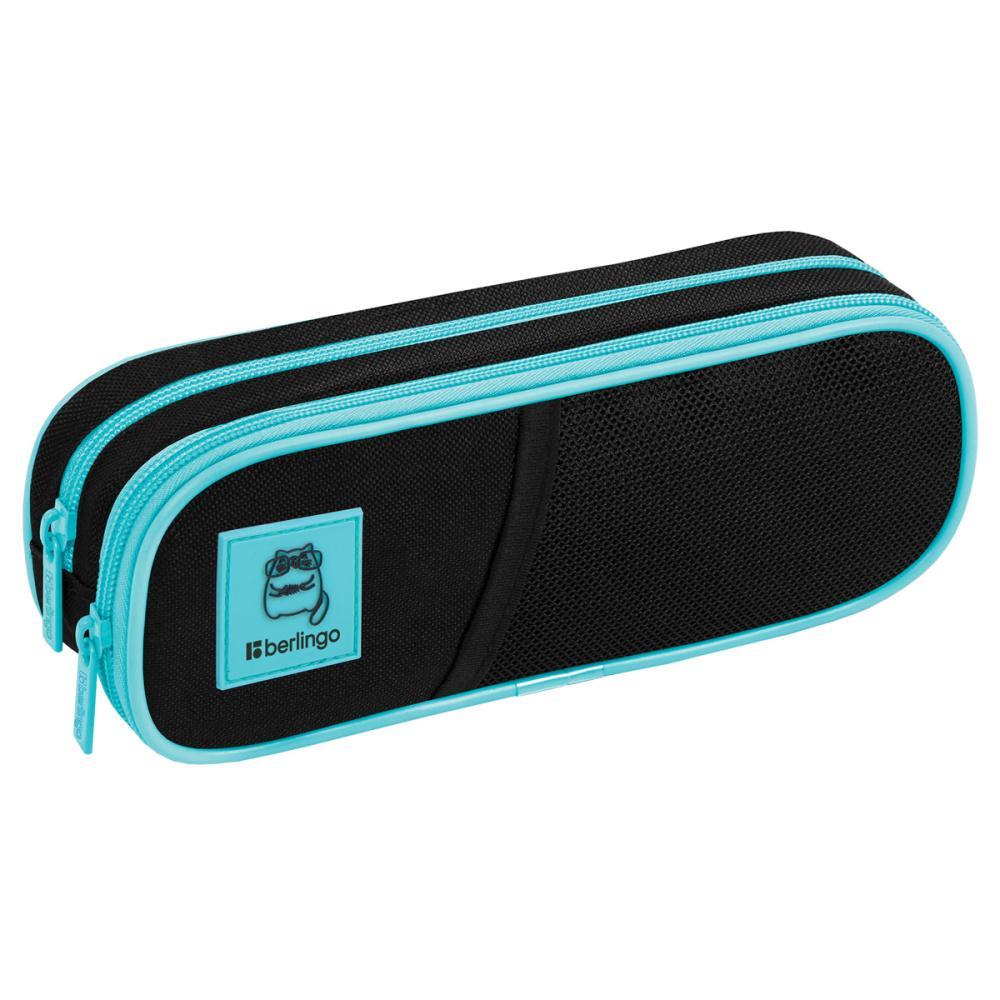 Пенал мягкий Berlingo Clever cat 220х80х50 мм 2 отделения внутренний органайзер полиэстер, пакет