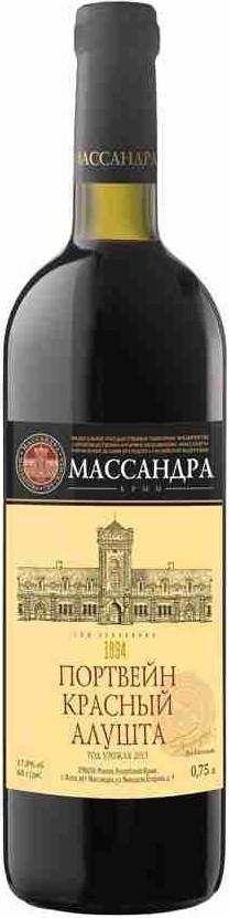 Вино ликерное красное портвейн красный Массандра Алушта 17 %, Россия, 750 мл., стекло