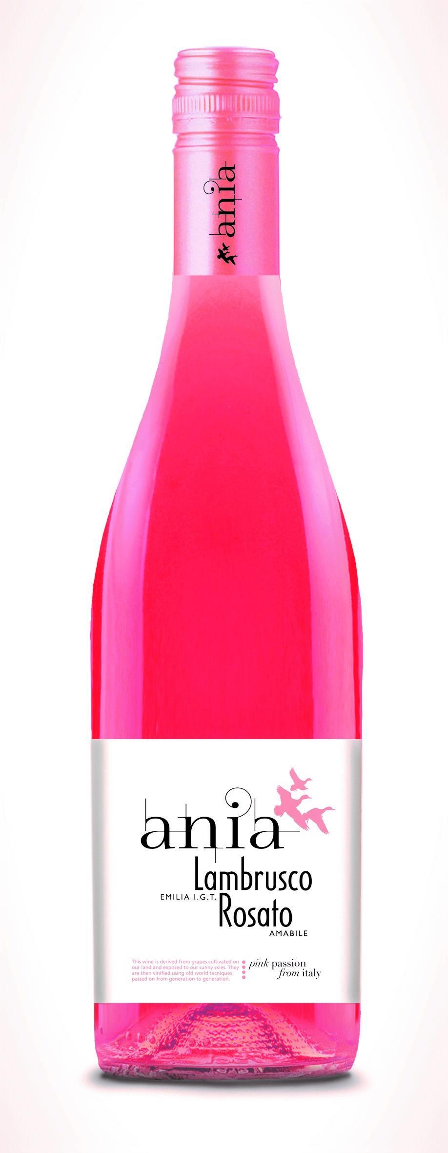 Вино Ania Lambrusco Rosato, игристое жемчужное розовое полусладкое, 8%, Италия, 750 мл., стекло