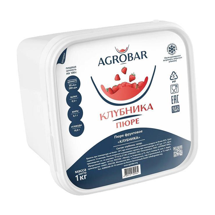 Пюре AGROBAR клубника 1 кг., пластиковая упаковка