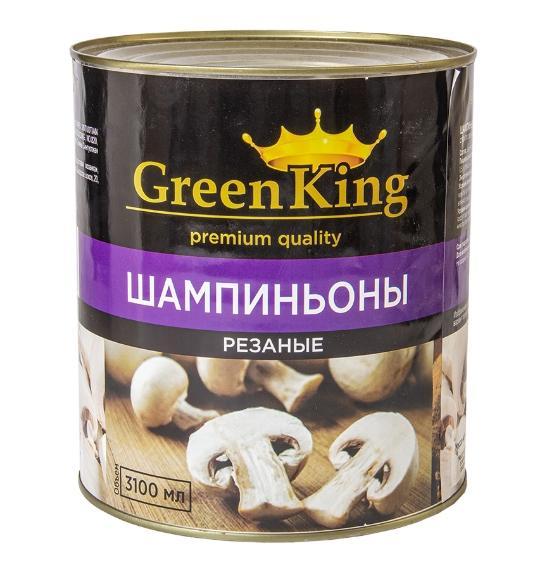 Шампиньоны Green King резаные 3,1 л., ж/б