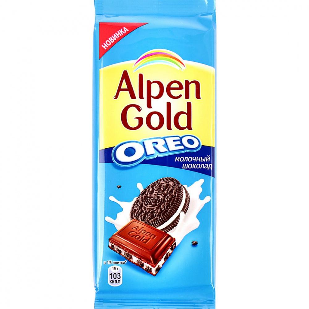Шоколад Alpen Gold Oreo молочный 85 гр., флоу-пак