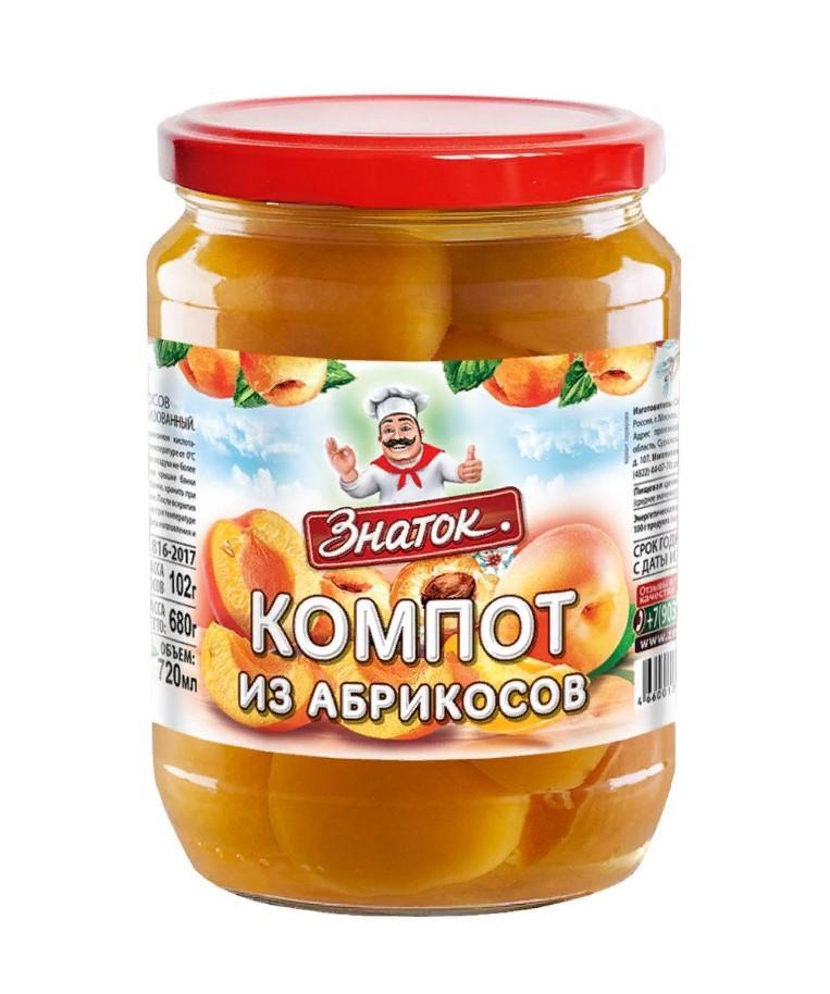 Компот Знаток из абрикосов 680 гр., стекло