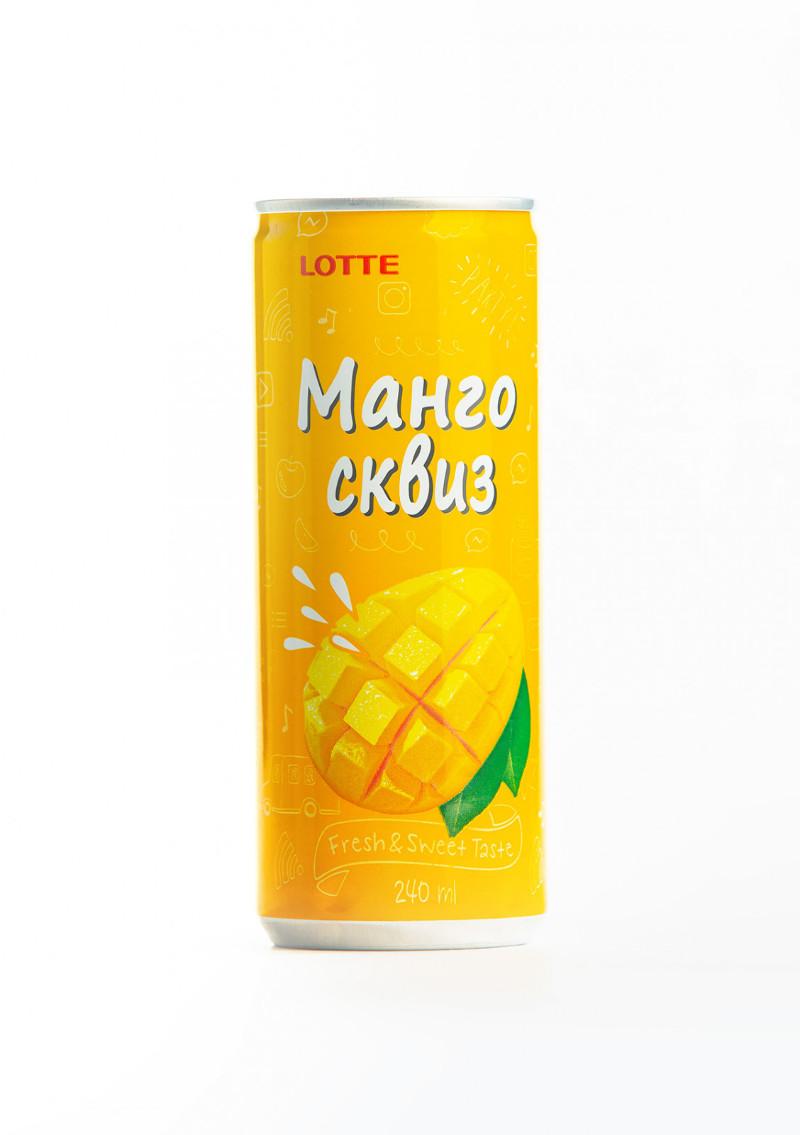 Напиток сокосодержащий Lotte Squeeze манго 240 мл., ж/б