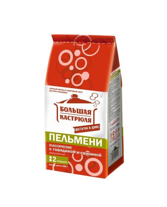 Пельмени Большая кастрюля Классические с говядиной и свининой 400 гр., флоу-пак