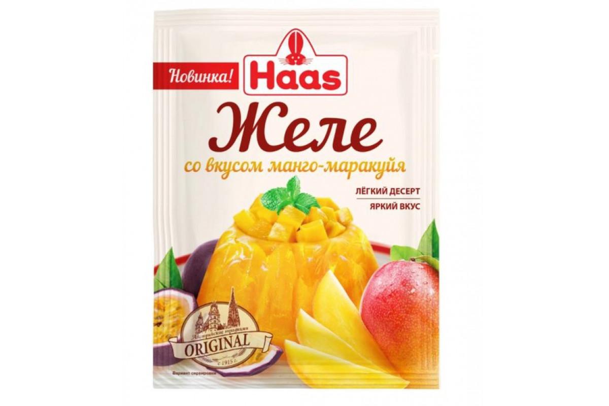 Желе Haas десертное манго-маракуйя, 50 гр., саше