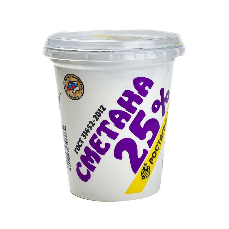 Сметана Ростагроэкспорт 25% 320 гр., стакан