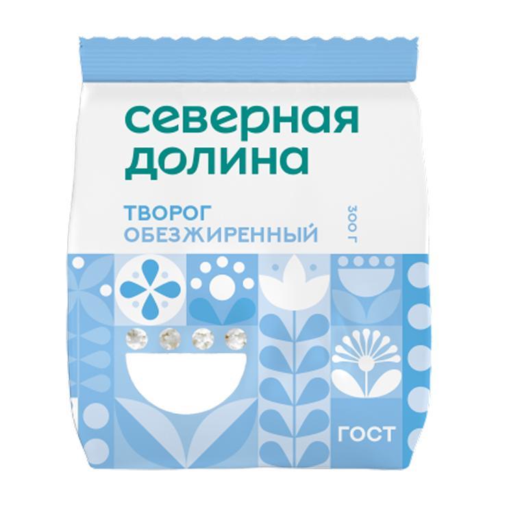Творог Северная Долина обезжиренный 0% 300 гр., флоу-пак