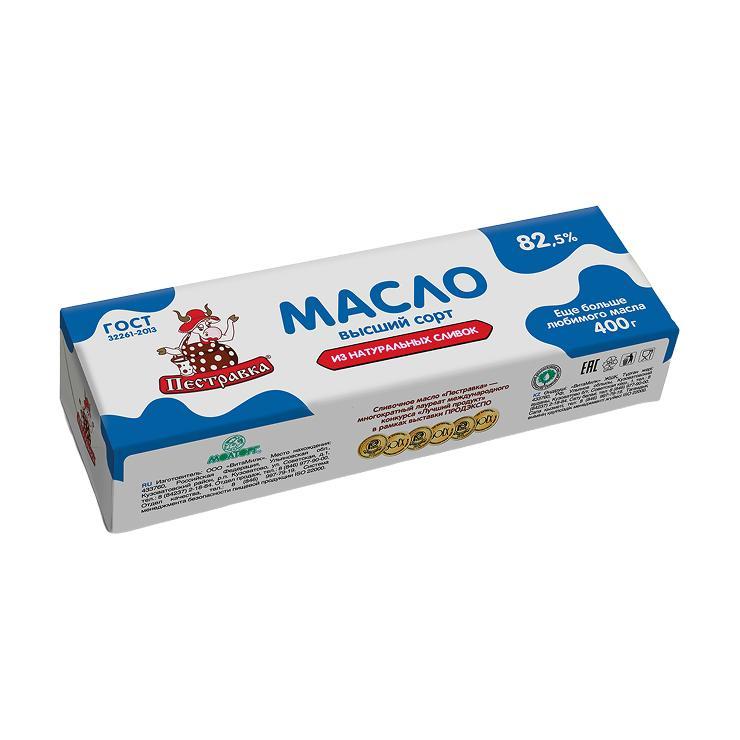 Масло сливочное Пестравка традиционное 82,5% 400 гр., обертка