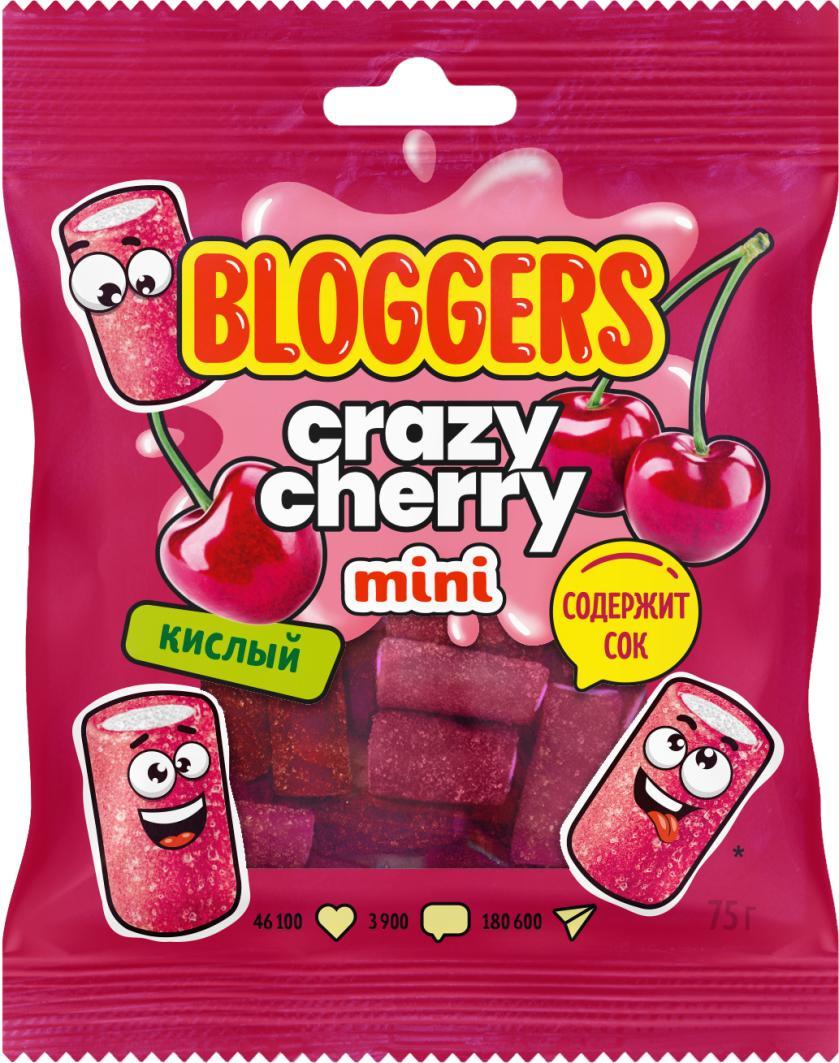 Мармелад жевательный Bloggers мини крейзи черри вишня 75 гр., флоу-пак